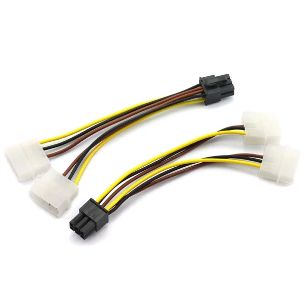 Adaptador PCI-E 6-Pin para 2x Molex 4-Pin – Cabo de Alimentação GPU 15 cm